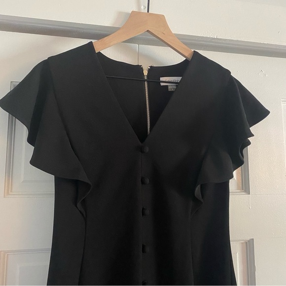 Calvin Klein Black Ruffle Sleeve Dress - Picture 2 of 4